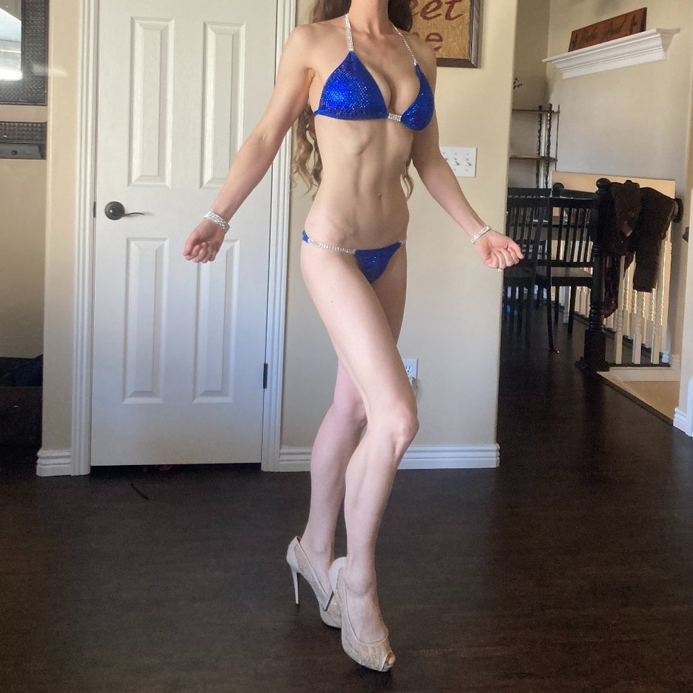 Blue rhinestone NPC bikini